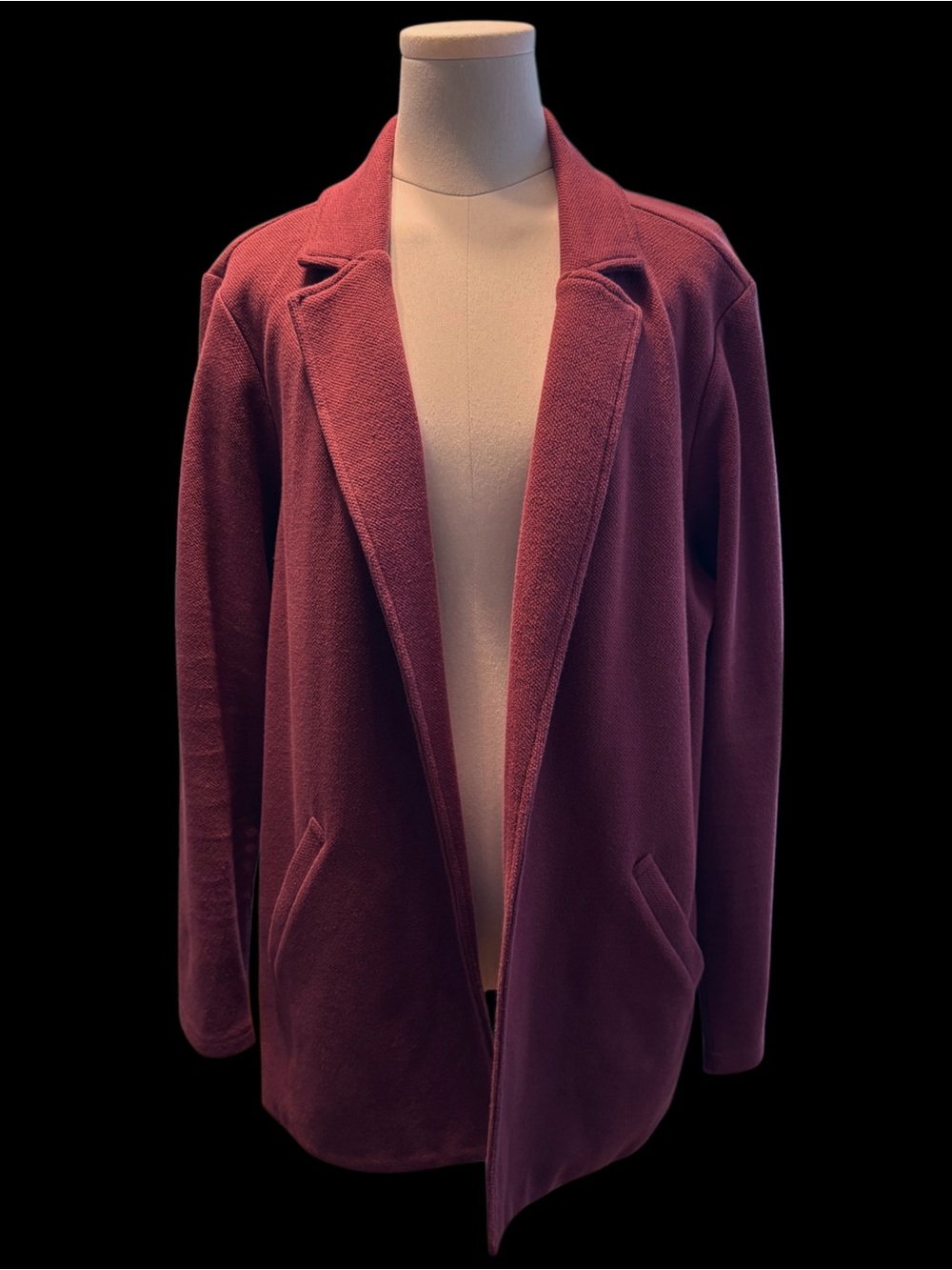 XXL Ladies' Open-Front Rose Berry Knit Blazer Jacket By MattyM